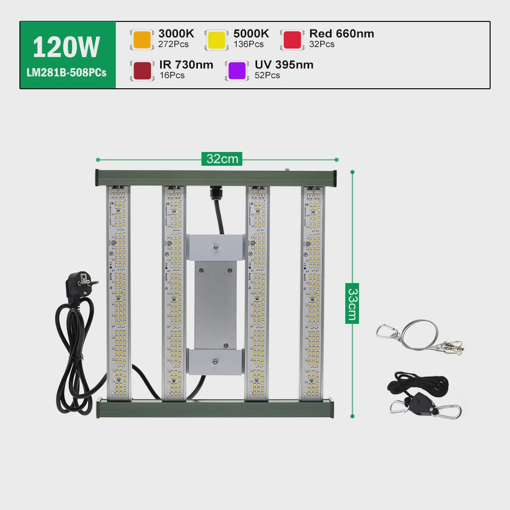 Full Spectrum LED Groeilamp 120W/200W/320W met UV & IR - Onafhankelijke Schakelaars