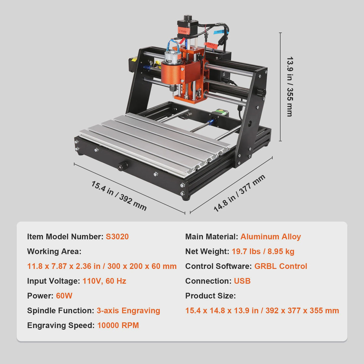 3-assige CNC Router Graveermachine Kit met GRBL Controle