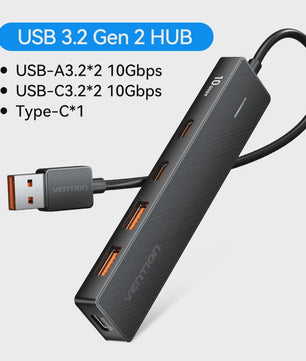 Vention 4-Poorts USB 3.2 Gen 2 Hub (10Gbps) - Compacte Adapter voor Laptop & PC