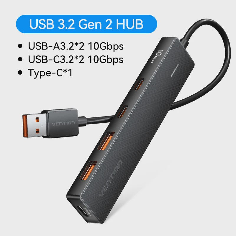 Vention 4-Poorts USB 3.2 Gen 2 Hub (10Gbps) - Compacte Adapter voor Laptop & PC