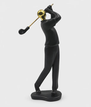 Moderne Golfbeeldje Sculptuur - Decoratieve Figuur voor Bureau & Huis - Goud & Zwart