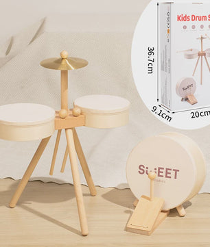 Houten Kinder Drumstel - Educatief Muziek Speelgoed voor Jongens en Meisjes