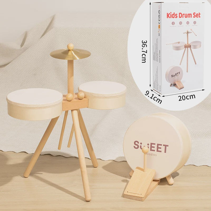 Houten Kinder Drumstel - Educatief Muziek Speelgoed voor Jongens en Meisjes