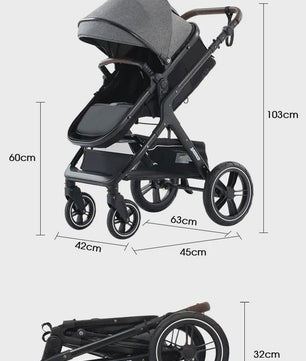 3-in-1 Multifunctionele Kinderwagen - Lichtgewicht en Compact met Babyzitje en Reiswieg