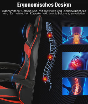 Ergonomische Gaming & Bureau Stoel met Verstelbare Rugleuning en Voetensteun