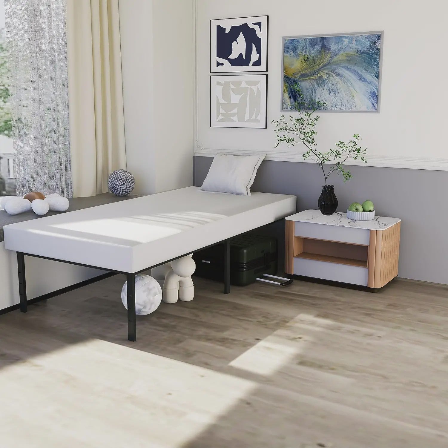 Robuust Metalen Bedframe met Lattenbodem - 37.5cm Opbergruimte