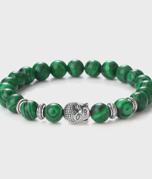 Buddha Hoofd Kralen Armbanden - Natuursteen (Tijgeroog, Vulkanisch, Malachiet, Rozenkwarts)