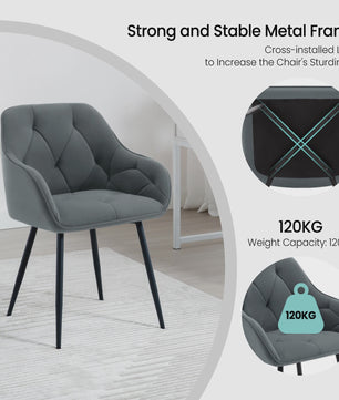 Gestoffeerde Eetkamerstoelen met Armleuningen - Set van 2 - Comfortabel & Stijlvol
