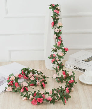 Kunstrozen Garland - Decoratieve Slier met Rozen en Bladeren