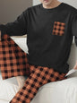Heren Pyjama Set: Comfortabele Lange Mouwen & Ruitjes Broek voor Herfst/Winter