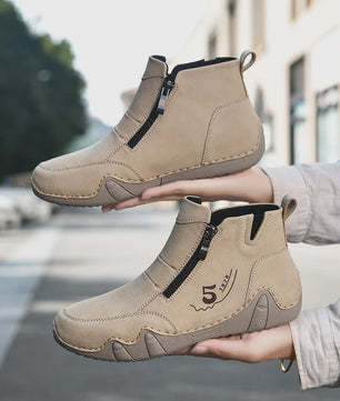 Dames Enkellaarsjes met Rits - Comfortabele Casual Leren Sneakers voor Lente & Herfst