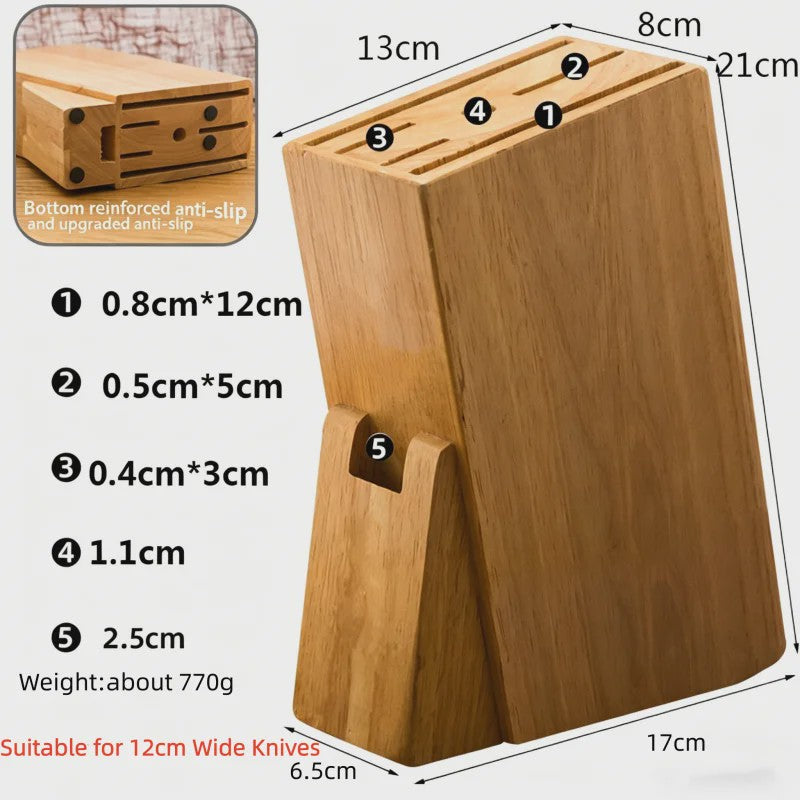Extra Groot Houten Messenblok - Ruimtebesparende Keuken Organizer voor Messen tot 12 cm