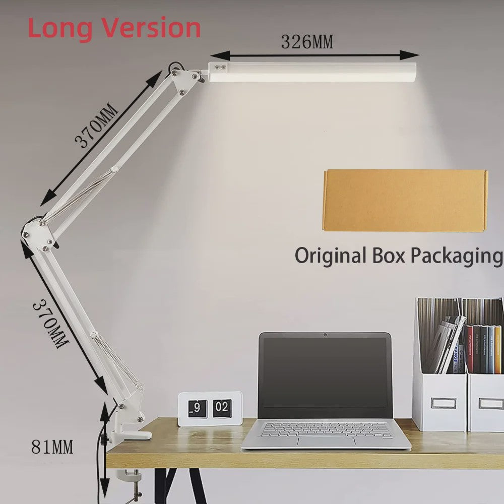 Verstelbare LED Bureaulamp met Klem - 10W, Dimbare Kleur & Helderheid, Oogvriendelijk, USB
