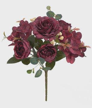 Retro Zijden Bloemenboeket: Vintage Rozen, Hortensia & Pioen voor Bruid & Decoratie