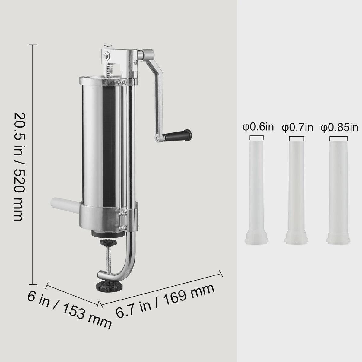 Verticale Worststopper 1.5/3L met 3 Vulbuizen - Professionele Worstmaker