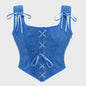Vintage Gothic Corset Tanktop met Vetersluiting en Rits - Steampunk Waist Trainer