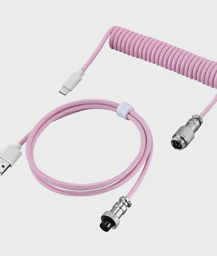 Coiled USB-C naar USB-A Keyboard Kabel met Afneembare Aviator Connector - Dubbel Sleeved