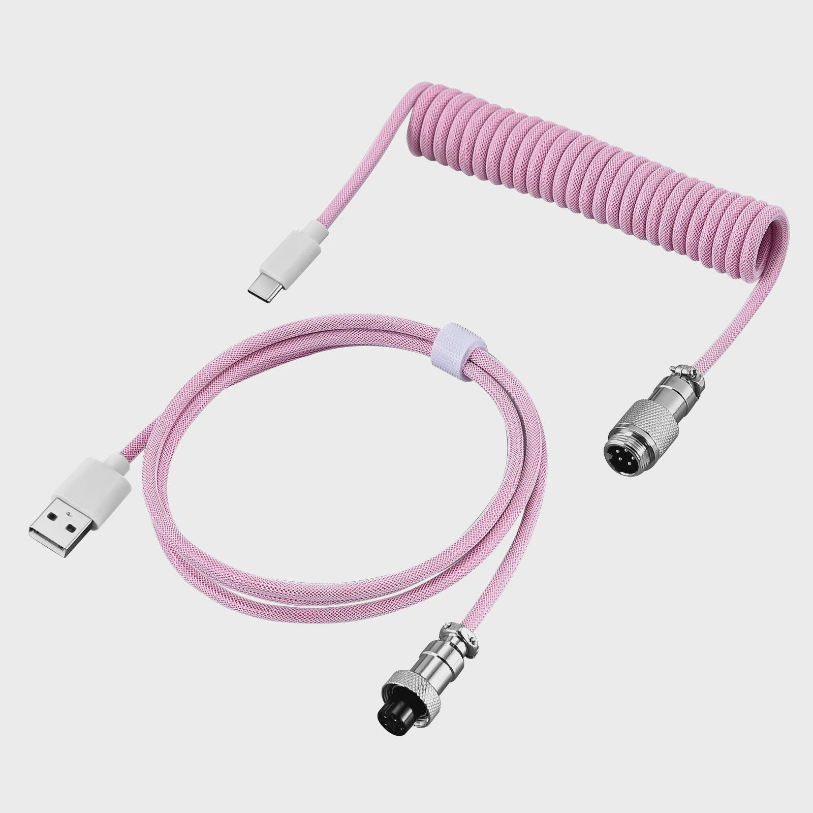 Coiled USB-C naar USB-A Keyboard Kabel met Afneembare Aviator Connector - Dubbel Sleeved