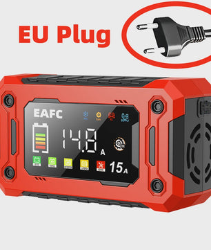 Slimme Acculader 12V 15A met LCD Display en Pulsreparatie voor Auto, Motor, SUV
