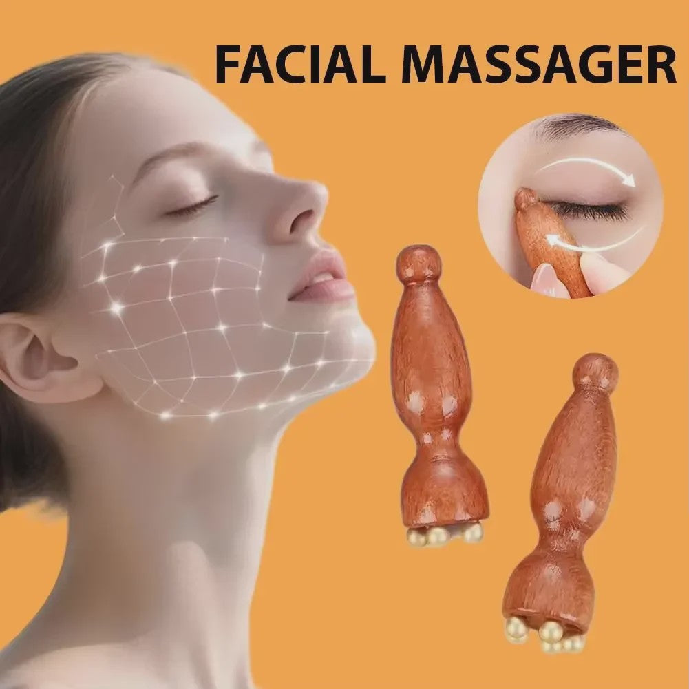 Houten Meridian Kam met Koperen Tanden & Massage Stick voor Hoofd en Lichaam