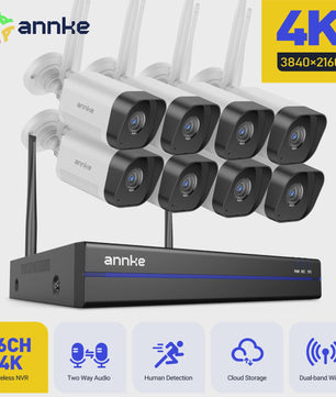Annke 8MP Draadloos CCTV Systeem: 16-Kanaals NVR, 4K PoE WiFi Camera's met Tweeweg Audio