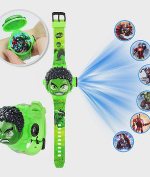 Projectie Kinderhorloge met Superhelden - Spiderman, Iron Man, Captain America & Hulk