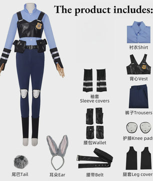 Judy Hopps Politie Uniform Kostuum - Zootopia Cosplay voor Kinderen & Volwassenen