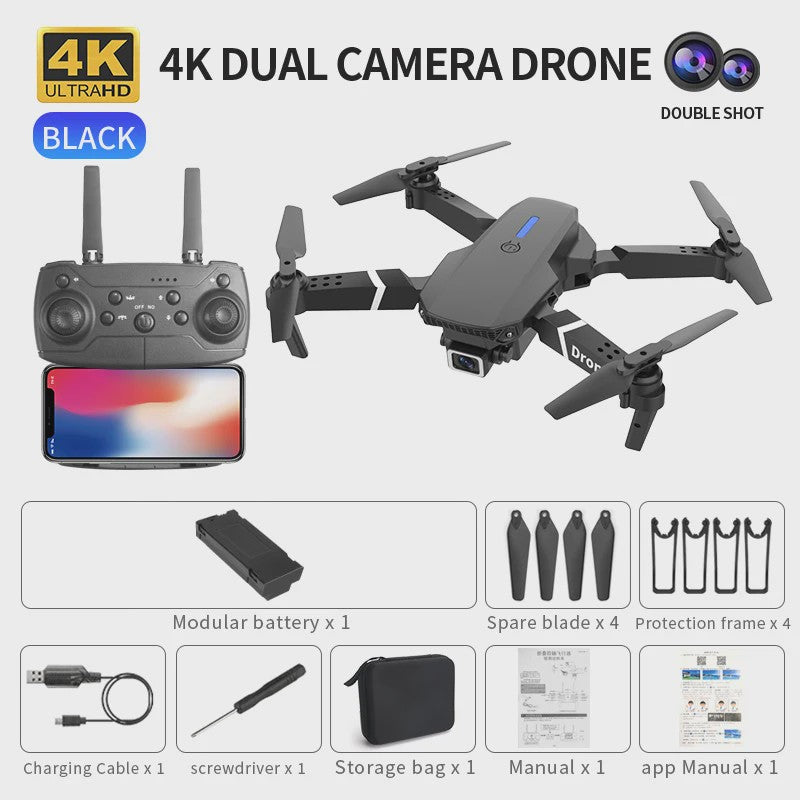Opvouwbare FPV WiFi Drone met 4K Camera en Vliegstabilisatie - Perfect Cadeau