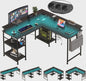 L-Vormig Bureau met RGB LED, USB & Stopcontacten - Grijze/Zwarte Gaming Werkplek
