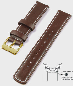 Top Grain Echt Lederen Horlogeband - 20mm/22mm Quick Release - Voor Heren, Dames & Samsung Galaxy Watch