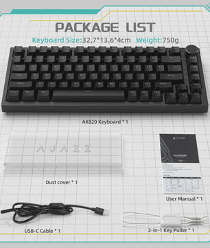 AJAZZ AK820 Mechanisch Gaming Toetsenbord 75% Layout met Volumeknop & RGB