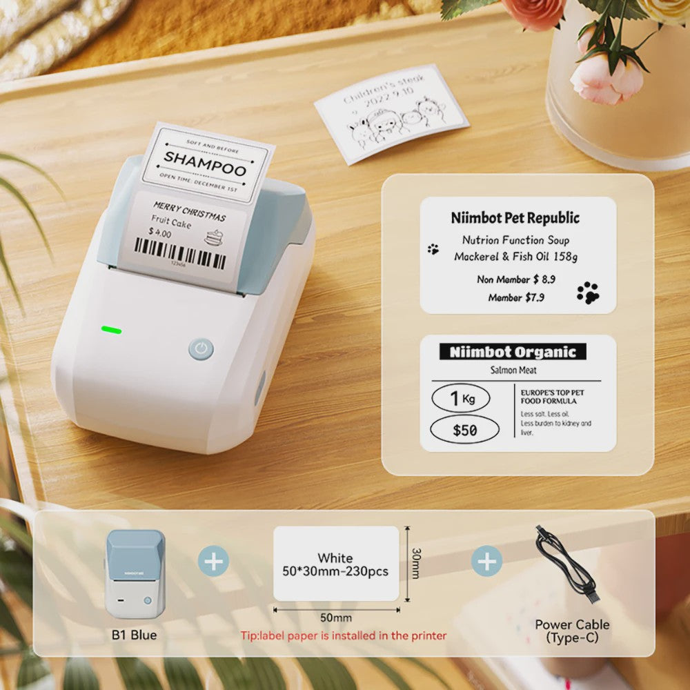 Niimbot B1 Draadloze Thermische Labelprinter - Ideaal voor Kleine Bedrijven, Huis & Cadeaus