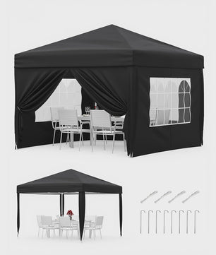 3x3m Pop-Up Partytent met 4 Zijwanden - Waterdicht, UV50+ en Draagbaar