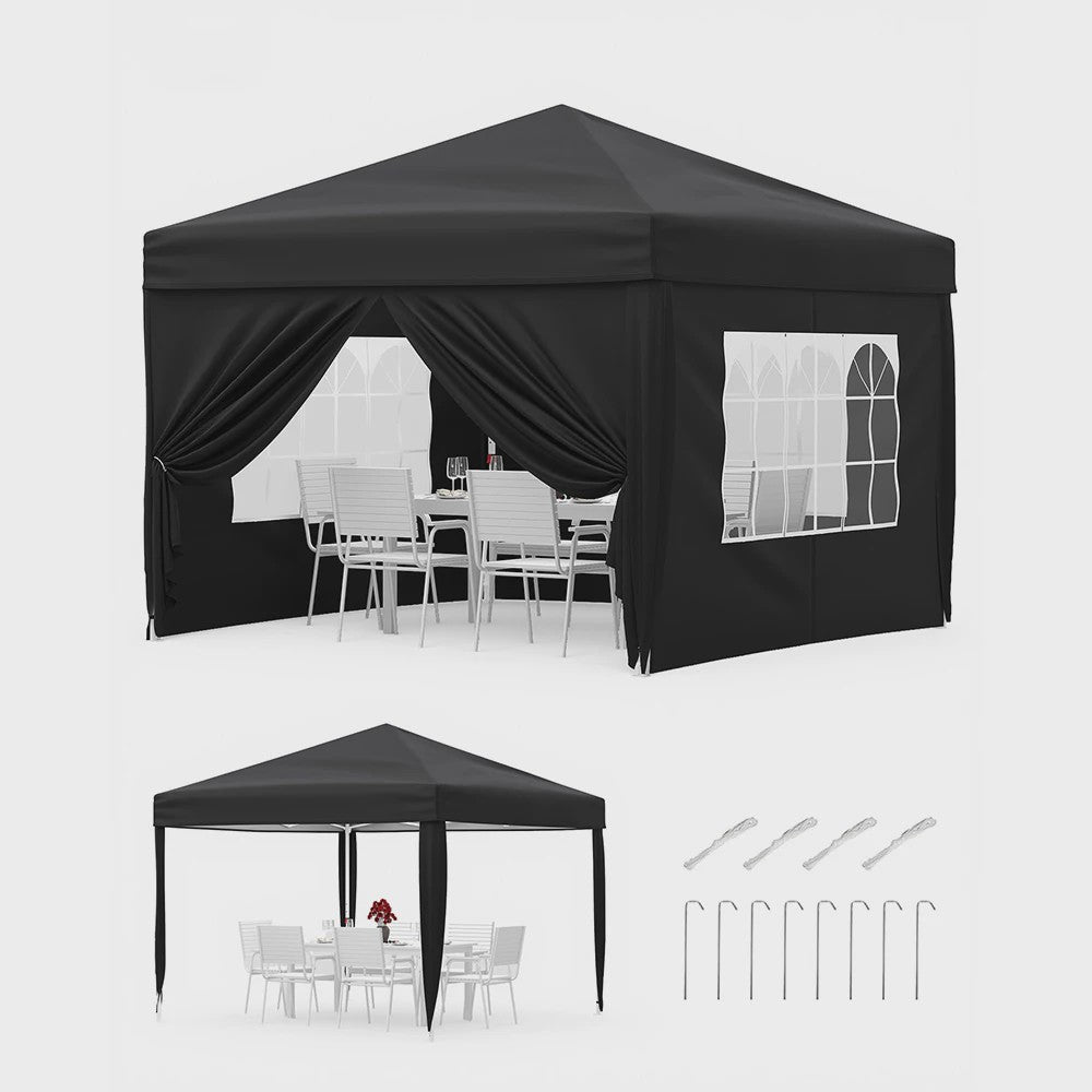 3x3m Pop-Up Partytent met 4 Zijwanden - Waterdicht, UV50+ en Draagbaar