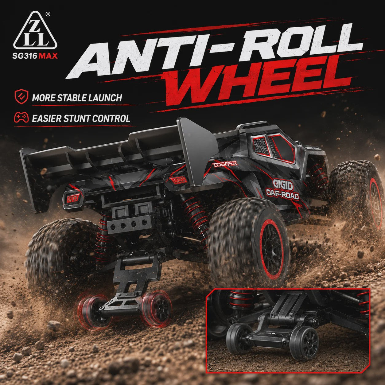 RC Crossauto 80 km/u - 1/16 4x4 Off-road Truck met LED Verlichting & 2.4G Afstandsbediening