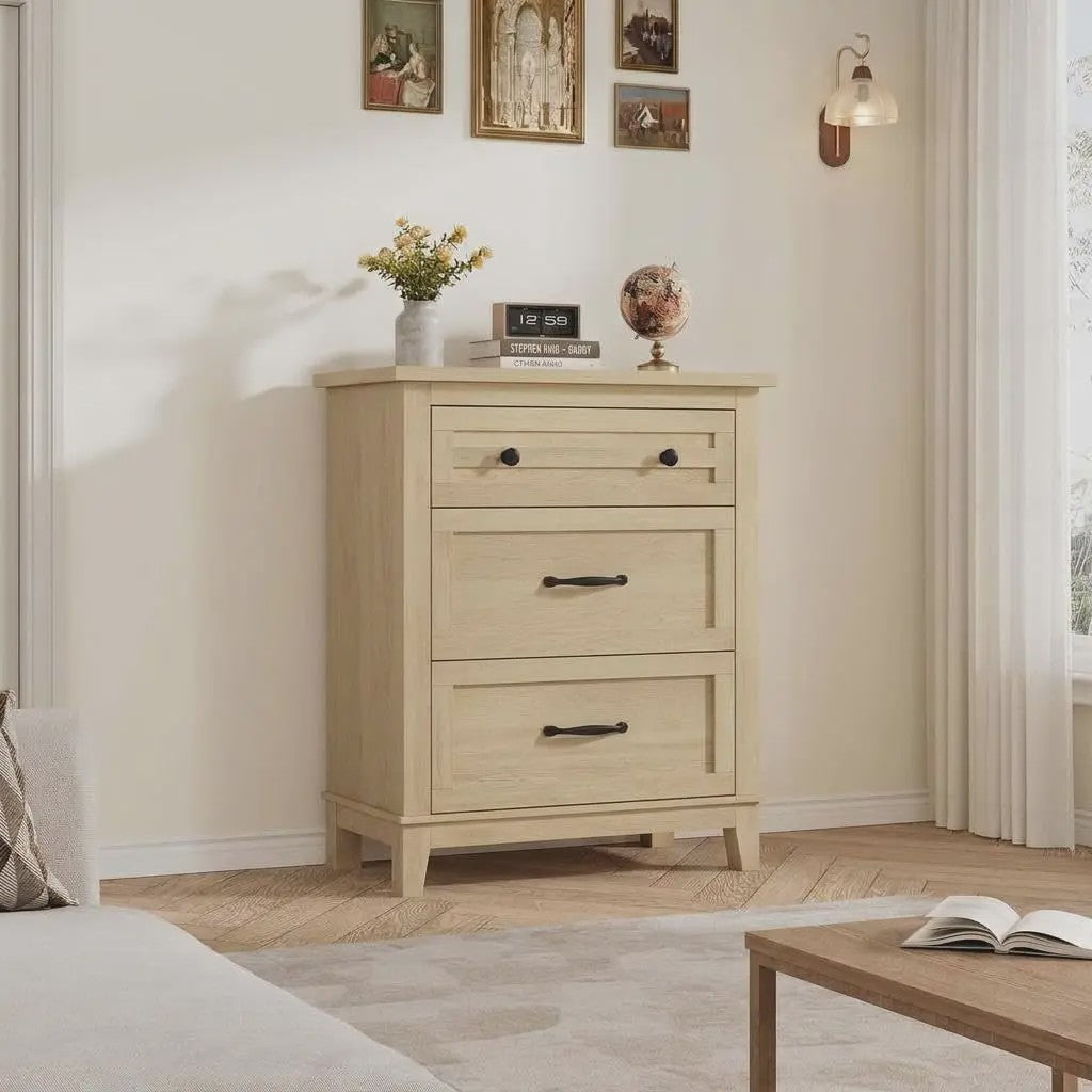 Moderne Ladekast van MDF - 74x40x75cm - Slaapkamer Commode met Textuur Fronten en Anti-Tip Kit