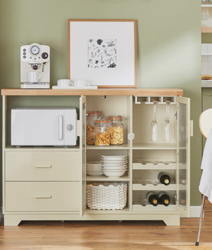 Buffetkast met Glazen Deuren en Lades - Stijlvolle Keuken-, Hal- of Sideboardkast