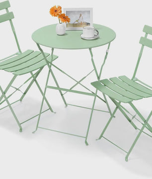 Inklapbare Bistro Set 3-delig Staal - Tuin, Balkon & Terras Meubilair