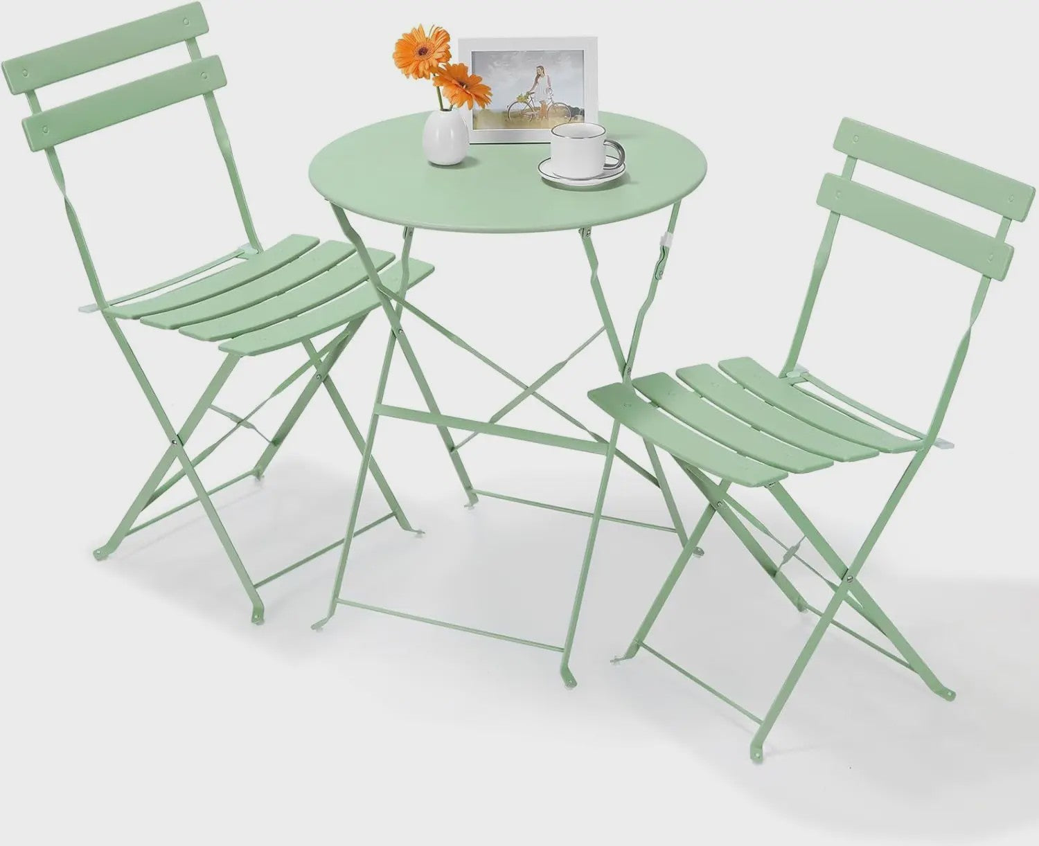 Inklapbare Bistro Set 3-delig Staal - Tuin, Balkon & Terras Meubilair