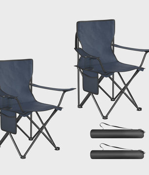Set van 2 Opvouwbare Campingstoelen met Draagtas en Bekerhouder - Ideaal voor Strand, Camping en Vissen