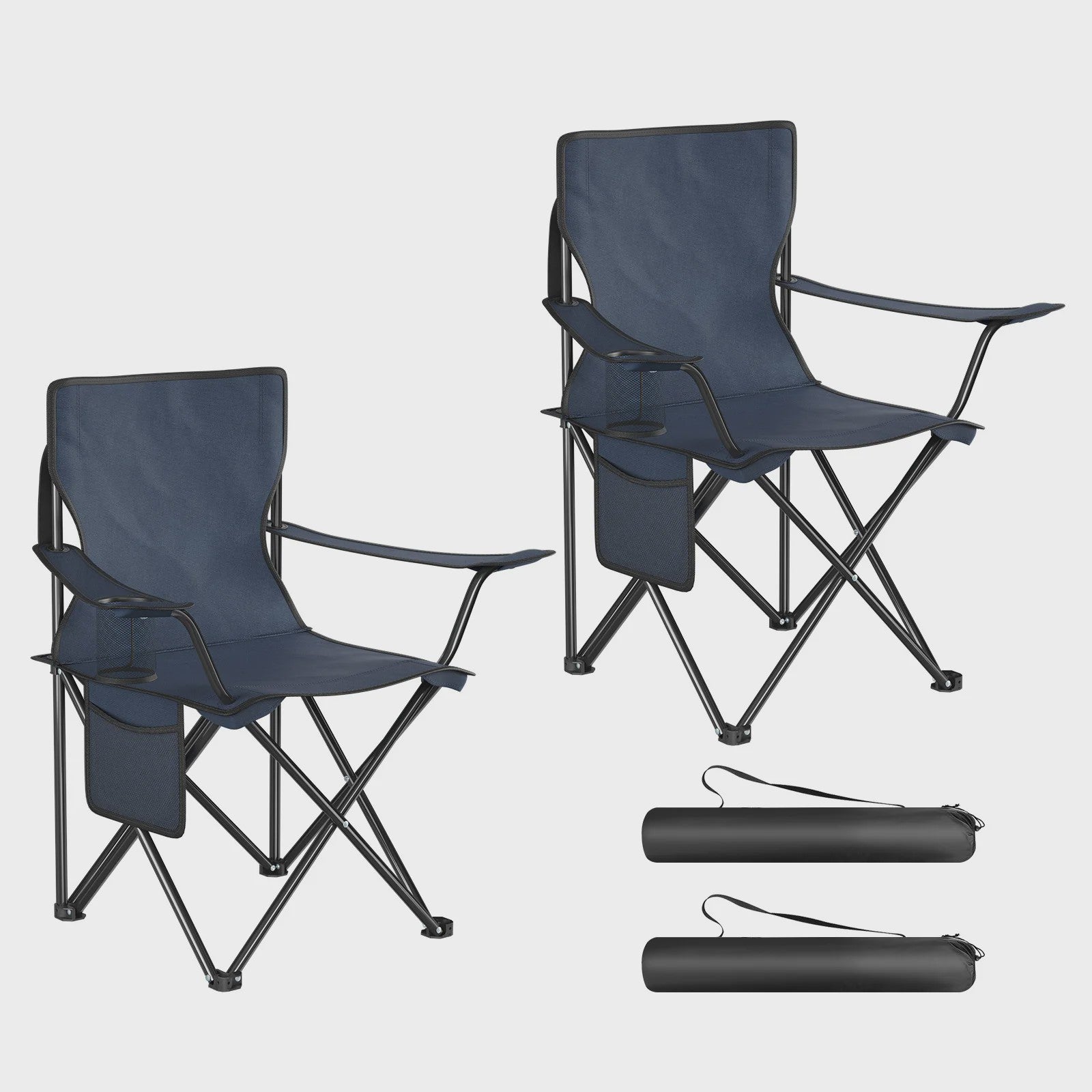 Set van 2 Opvouwbare Campingstoelen met Draagtas en Bekerhouder - Ideaal voor Strand, Camping en Vissen