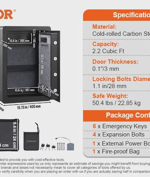 Elektrische Kluis met Vingerafdruk & Digitale Code - 63L / 51L - Inclusief Brandwerende Tas