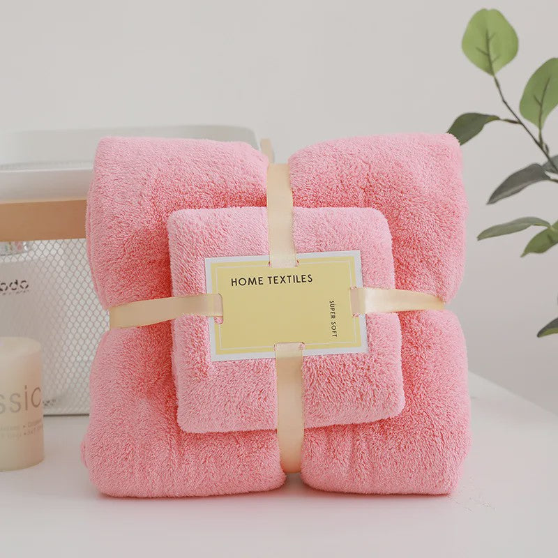 Luxe 2-delige Badhanddoeken Set - Super Zacht, Zeer Absorberend & Sneldrogend Koraalfluweel voor Volwassenen, Hotel & Spa