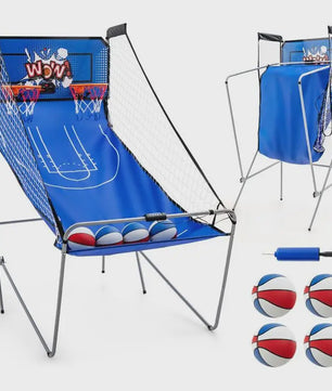 Arcade Basketbal Machine 8-in-1 met 4 Ballen, Pomp & 8 Spelmodi - Blauw