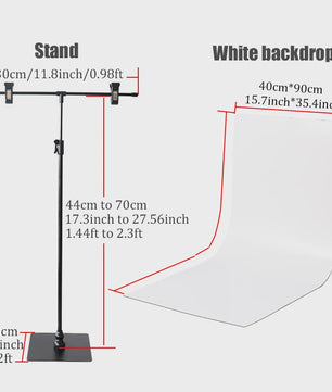 T-vormige Achtergrondstandaard (30cm) met PVC Backdrop voor Productfotografie