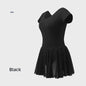 Zwart Balletpakje met Korte Mouwen en Chiffon Rokje - Dans, Gymnastiek, Yoga