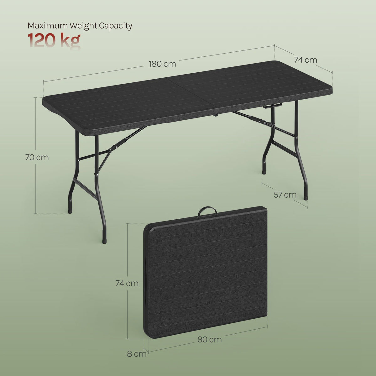 Opvouwbare Tuintafel voor 8 Personen - Draagbaar, Weerbestendig & Inclusief Draagtas