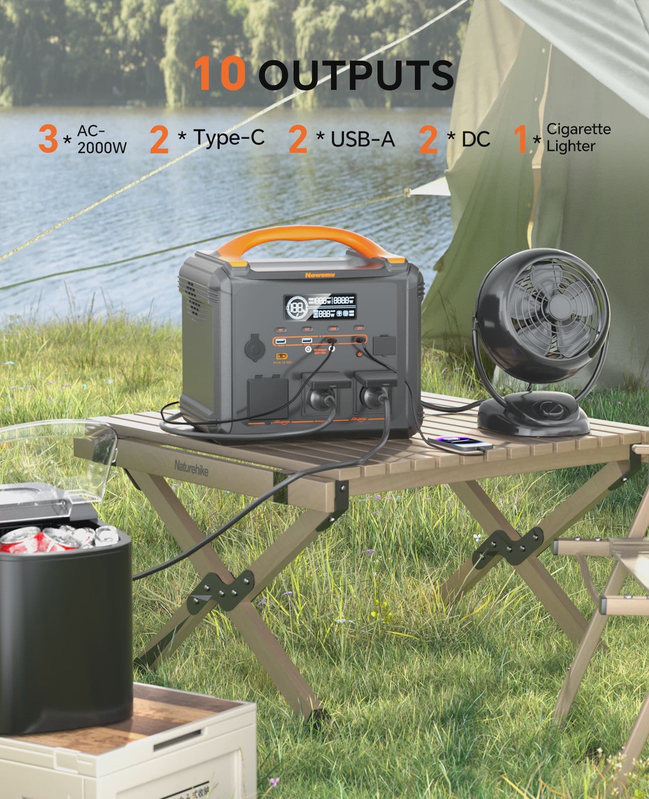 Necespow S1210/S2000 Power Station: 2000W, 1102.5Wh Accu, MPPT Solar Generator