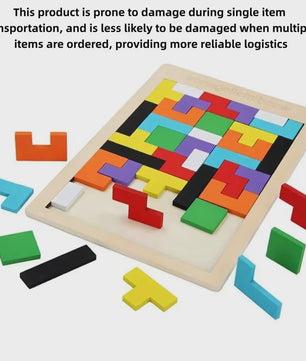 Houten Tangram Puzzel voor Kinderen - Kleurrijk Montessori Leerspel
