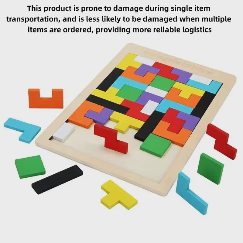 Houten Tangram Puzzel voor Kinderen - Kleurrijk Montessori Leerspel
